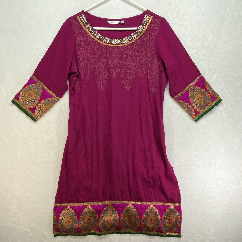 Fashion Indian Pakistani Punjabi top Embroidery Kurti Tunic Kurta Shirt Sz M‎
